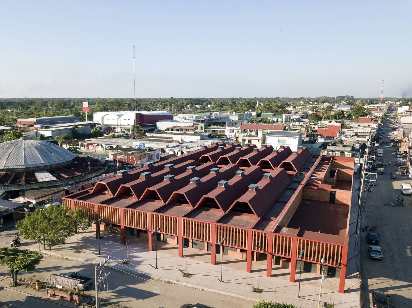 Vista aérea del Mercado Público de Huimanguillo